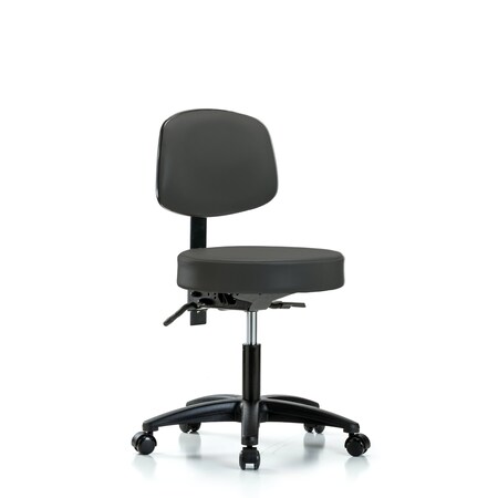 Desk Stool, Vinyl, Bk, Tilt Casters, Gry MPN:BR-VDHST-RG-T1-RC-8605