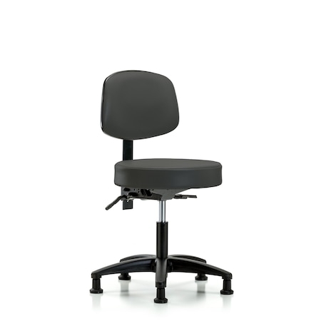 Desk Stool, Vinyl, Bk, Tilt, Glides, Gry MPN:BR-VDHST-RG-T1-RG-8605