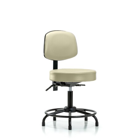 Desk Stool, Vinyl, Bk, RT, Glides, Wht MPN:BR-VDHST-RT-T0-RG-8501