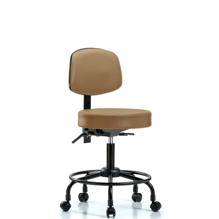Desk Stool, Vinyl, Bk, RT, Tilt, Cast, Taupe MPN:BR-VDHST-RT-T1-RC-8584