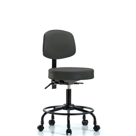 Desk Stool, Vinyl, Bk, RT, Tilt, Casters, Gry MPN:BR-VDHST-RT-T1-RC-8605
