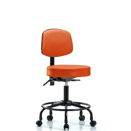 Desk Stool, Vinyl, Bk, RT, Tilt, Cast, Org MPN:BR-VDHST-RT-T1-RC-8613