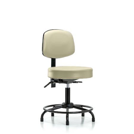 Desk Stool, Vinyl, Bk, RT, Tilt, Glides, Wht MPN:BR-VDHST-RT-T1-RG-8501