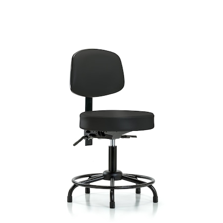 Desk Stool, Vinyl, Bk, RT, Tilt, Glides, Blk MPN:BR-VDHST-RT-T1-RG-8540
