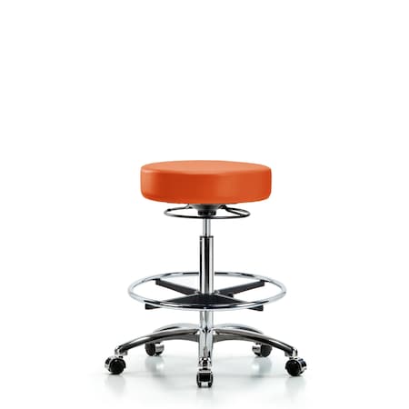 Vin Stool without Back Chr-High Bench Ht with Chr Foot RingandCasters in Orange Kist Trailblazer Vin MPN:BR-VHBSO-CR-CF-CC-8613