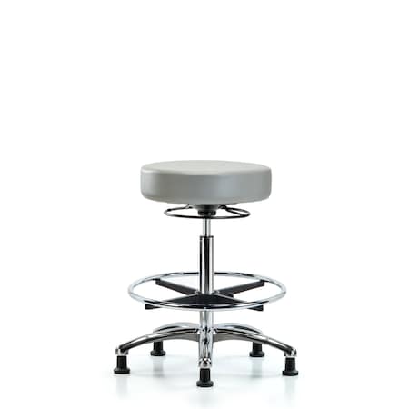 Bench Stool, Hi, Chrm, Vinyl, CF, Glid, Dov MPN:BR-VHBSO-CR-CF-RG-8567
