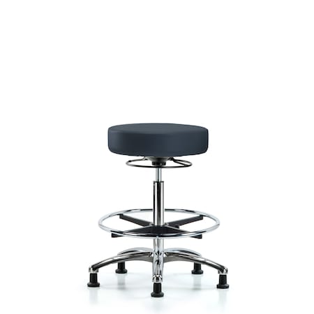 Bench Stool, Hi, Chrm, Vinyl, CF, Glid, Nav MPN:BR-VHBSO-CR-CF-RG-8582