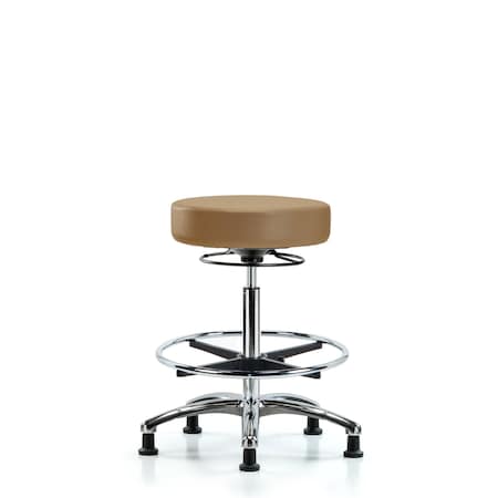 Vin Stool without Back Chr-High Bench Height with Chr FRandStat Glides in Taupe Trailblazer Vin MPN:BR-VHBSO-CR-CF-RG-8584