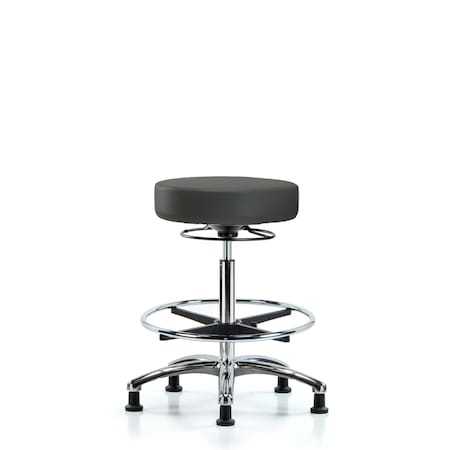 Bench Stool, Hi, Chrm, Vinyl, CF, Glid, Gry MPN:BR-VHBSO-CR-CF-RG-8605