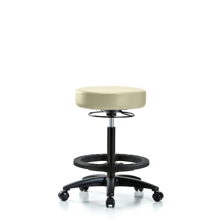 Vin Stool without Back-High Bench Ht with Black Foot RingandCasters in Adobe White Trailblazer Vin MPN:BR-VHBSO-RG-BF-RC-8501