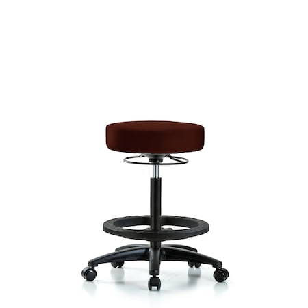 Vin Stool without Back-High Bench Height with Black Foot RingandCasters in Burgundy Trailblazer Vin MPN:BR-VHBSO-RG-BF-RC-8569