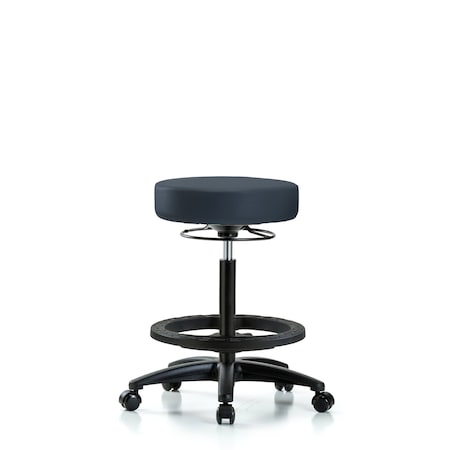 Vin Stool without Back-High Bench Ht with Black Foot RingandCasters in Imperial Blue Trailblazer Vin MPN:BR-VHBSO-RG-BF-RC-8582