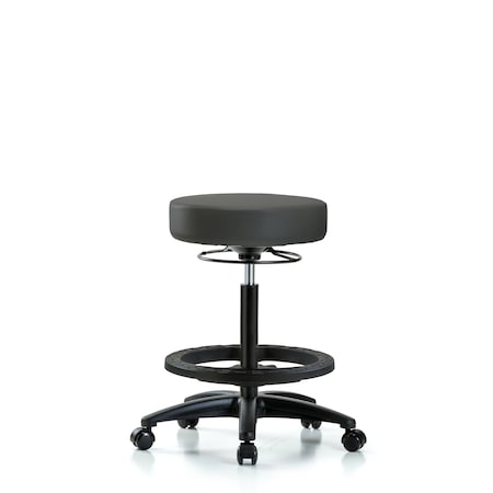 Vin Stool without Back-High Bench Height with Black Foot RingandCasters in Charcoal Trailblazer Vin MPN:BR-VHBSO-RG-BF-RC-8605