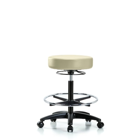 Vin Stool without Back-High Bench Ht with Chrome Foot RingandCasters in Adobe White Trailblazer Vin MPN:BR-VHBSO-RG-CF-RC-8501