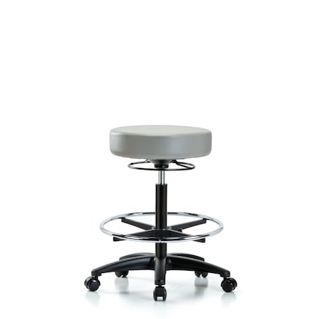 Vin Stool without Back-High Bench Height with Chrome Foot RingandCasters in Dove Trailblazer Vin MPN:BR-VHBSO-RG-CF-RC-8567
