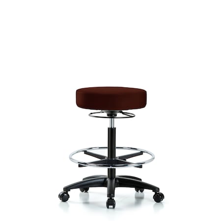 Vin Stool without Back-High Bench Height with Chrome Foot RingandCasters in Burgundy Trailblazer Vin MPN:BR-VHBSO-RG-CF-RC-8569