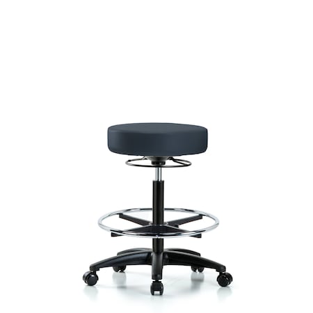 Vin Stool without Back-High Bench Ht with Chr Foot Ring and Casters in Imperial Blue Trailblazer Vin MPN:BR-VHBSO-RG-CF-RC-8582