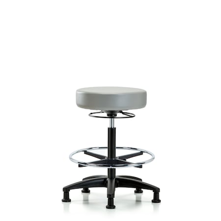Vin Stool without Back-High Bench Height with Chr Foot Ring and Stat Glides in Dove Trailblazer Vin MPN:BR-VHBSO-RG-CF-RG-8567