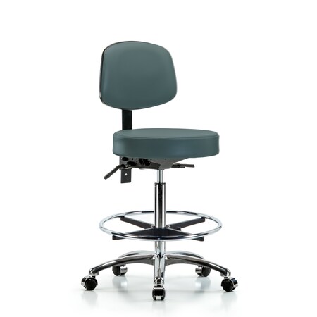 Bench Stool, Hi, Vin, Bk, Chrome, CF, Cast, Blu MPN:BR-VHBST-CR-T0-CF-CC-8546