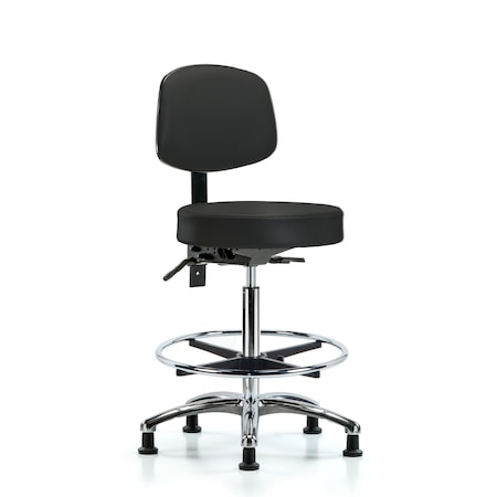 Vin Stool with Back Chr-High Bench Height with Chr Foot RingandStat Glides in Black Trailblazer Vin MPN:BR-VHBST-CR-T0-CF-RG-8540