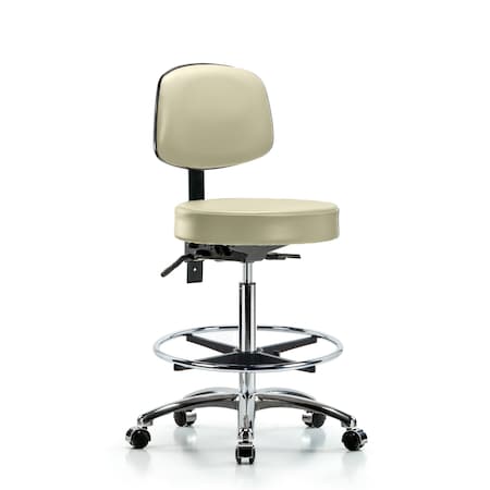 Vin Stool with Back Chr-High Bench Ht with Seat Tilt, Chr FR, andCasters in Adobe Wht Trailblazer Vin MPN:BR-VHBST-CR-T1-CF-CC-8501