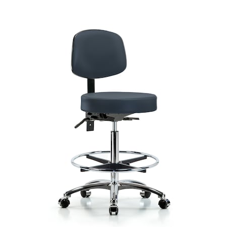 Vin Stool with Back Chr-High Bench Ht with Seat Tilt, Chr FR, and Casters in Imp Blue Trailblazer Vin MPN:BR-VHBST-CR-T1-CF-CC-8582