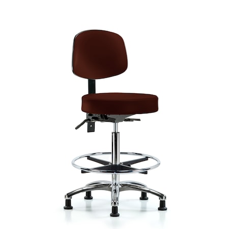 Vin Stool with Back Chr-High Ben Ht with Seat Tilt, Chr FR, andStat Glides in Burgundy Trailblazer Vin MPN:BR-VHBST-CR-T1-CF-RG-8569
