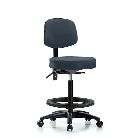 Bench Stool, Hi, Vinyl, Bk, BF, Casters, Nav MPN:BR-VHBST-RG-T0-BF-RC-8582