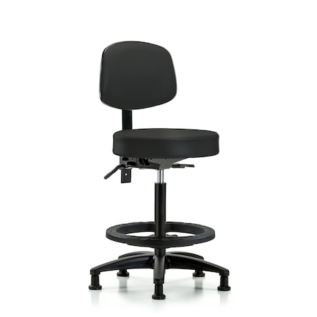 Vin Stool with Back-High Bench Ht with Black Foot RingandStationary Glides in Black Trailblazer Vin MPN:BR-VHBST-RG-T0-BF-RG-8540