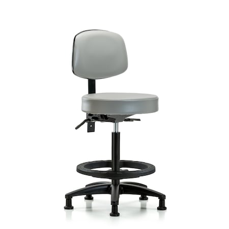 Vin Stool with Back-High Bench Ht with Black Foot RingandStationary Glides in Dove Trailblazer Vin MPN:BR-VHBST-RG-T0-BF-RG-8567