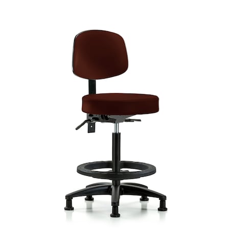 Vin Stool with Back-High Bench Ht with Black Foot RingandStatGlides in Burgundy Trailblazer Vin MPN:BR-VHBST-RG-T0-BF-RG-8569