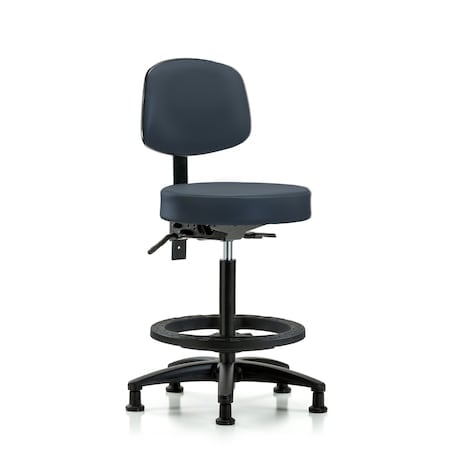 Vin Stool with Back-High Bench Height with Black FRandStat Glides in Imperial Blue Trailblazer Vin MPN:BR-VHBST-RG-T0-BF-RG-8582