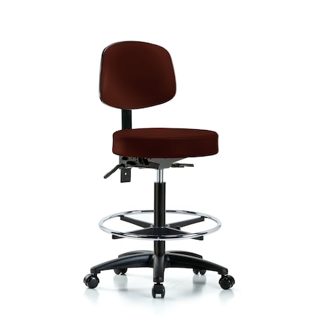 Bench Stool, Hi, Vin, Bk, CF, Casters, Burg MPN:BR-VHBST-RG-T0-CF-RC-8569