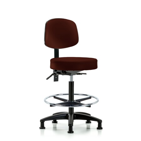 Vin Stool with Back-High Bench Ht with Chr Foot RingandStationary Glides in Burgundy Trailblazer Vin MPN:BR-VHBST-RG-T0-CF-RG-8569