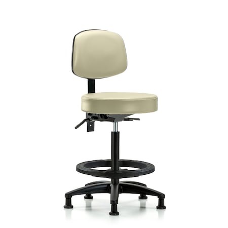 Bench Stool, Hi, Vinl, Bk, Tilt, BF, Gld, Wht MPN:BR-VHBST-RG-T1-BF-RG-8501