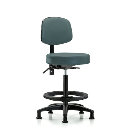 Vin Stool with Back-High Ben Ht with Seat Tilt, Black FR, andStat Glides in Col Blue Trailblazer Vin MPN:BR-VHBST-RG-T1-BF-RG-8546