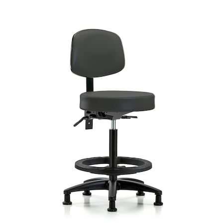 Bench Stool, Hi, Vinl, Bk, Tilt, BF, Gld, Gry MPN:BR-VHBST-RG-T1-BF-RG-8605