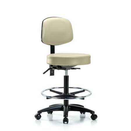 Vin Stool with Back-High Bench Ht with Seat Tilt, Chr FR, andCasters in Adobe White Trailblazer Vin MPN:BR-VHBST-RG-T1-CF-RC-8501