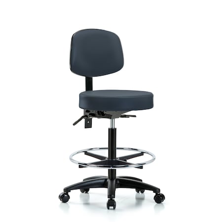 Vin Stool with Back-High Bench Ht with Seat Tilt, Chr FR, andCasters in Imperial Blue Trailblazer Vin MPN:BR-VHBST-RG-T1-CF-RC-8582