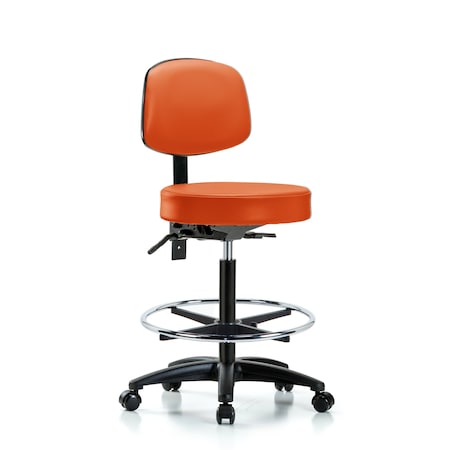Vin Stool with Back-High Bench Ht with Seat Tilt, Chr FR, andCasters in Orange Kist Trailblazer Vin MPN:BR-VHBST-RG-T1-CF-RC-8613