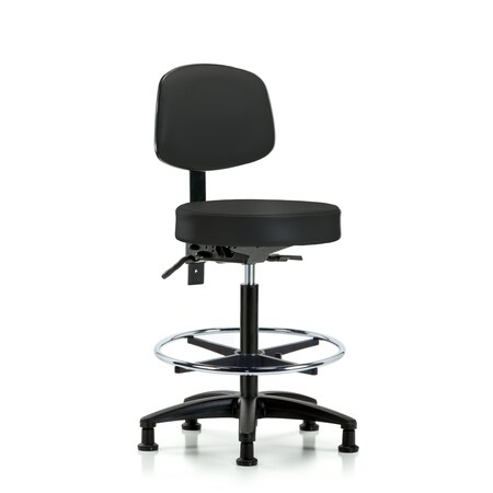 Vin Stool with Back-High Bench Ht with Seat Tilt, Chr FR, andStat Glides in Black Trailblazer Vin MPN:BR-VHBST-RG-T1-CF-RG-8540