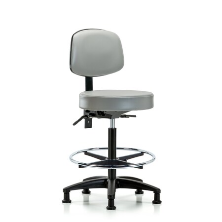 Vin Stool with Back-High Bench Ht with Seat Tilt, Chr FR, andStat Glides in Dove Trailblazer Vin MPN:BR-VHBST-RG-T1-CF-RG-8567
