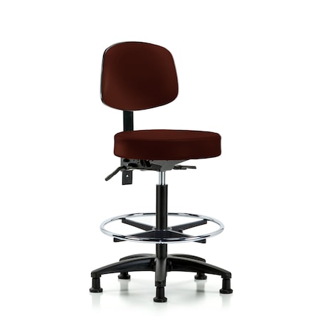 Vin Stool with Back-High Bench Ht with Seat Tilt, Chr FR, andStat Glides in Burgundy Trailblazer Vin MPN:BR-VHBST-RG-T1-CF-RG-8569