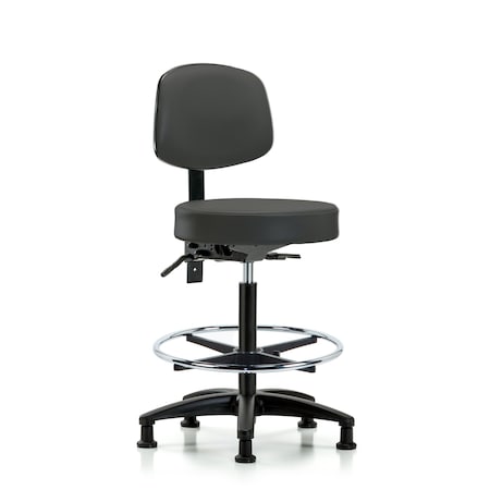 Vin Stool with Back-High Bench Ht with Seat Tilt, Chr FR, andStat Glides in Charcoal Trailblazer Vin MPN:BR-VHBST-RG-T1-CF-RG-8605