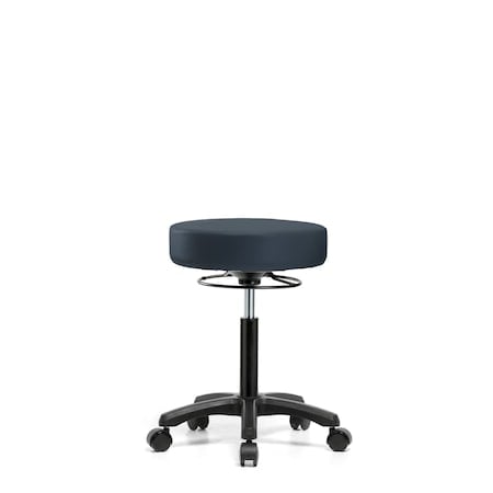 Med Bench Mini-Stool, Vinyl, Casters, Navy MPN:BR-VMBMS-RG-RC-8582
