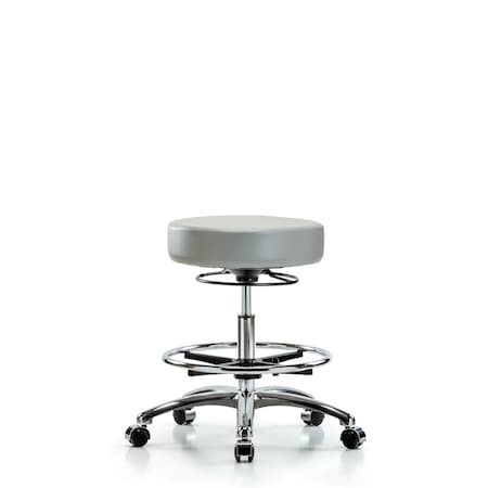 Bench Stool, Med, Vinyl, Chrm, CF, Cstrs, Dov MPN:BR-VMBSO-CR-CF-CC-8567