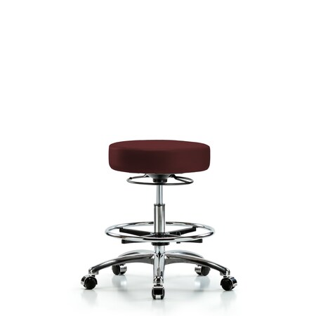 Bench Stool, Med, Vinyl, Chrm, CF, Cstrs, Burg MPN:BR-VMBSO-CR-CF-CC-8569