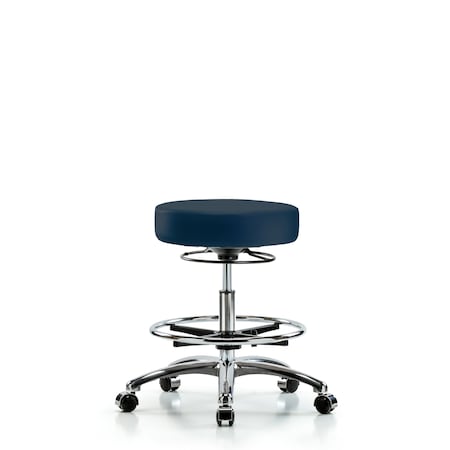 Vin Stool without Back Chr-Medium Bench Ht with Chr FRandCasters in Imperial Blue Trailblazer Vin MPN:BR-VMBSO-CR-CF-CC-8582