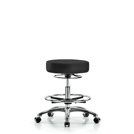 Bench Stool, Med, Vinyl, Chrm, CF, Cstrs, Gry MPN:BR-VMBSO-CR-CF-CC-8605