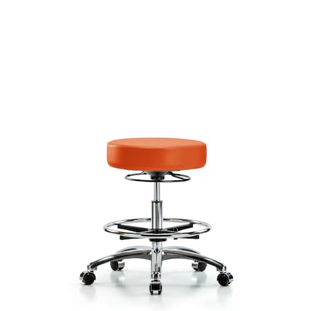 Vin Stool without Back Chr-Medium Bench Ht with Chr FRandCasters in Orange Kist Trailblazer Vin MPN:BR-VMBSO-CR-CF-CC-8613